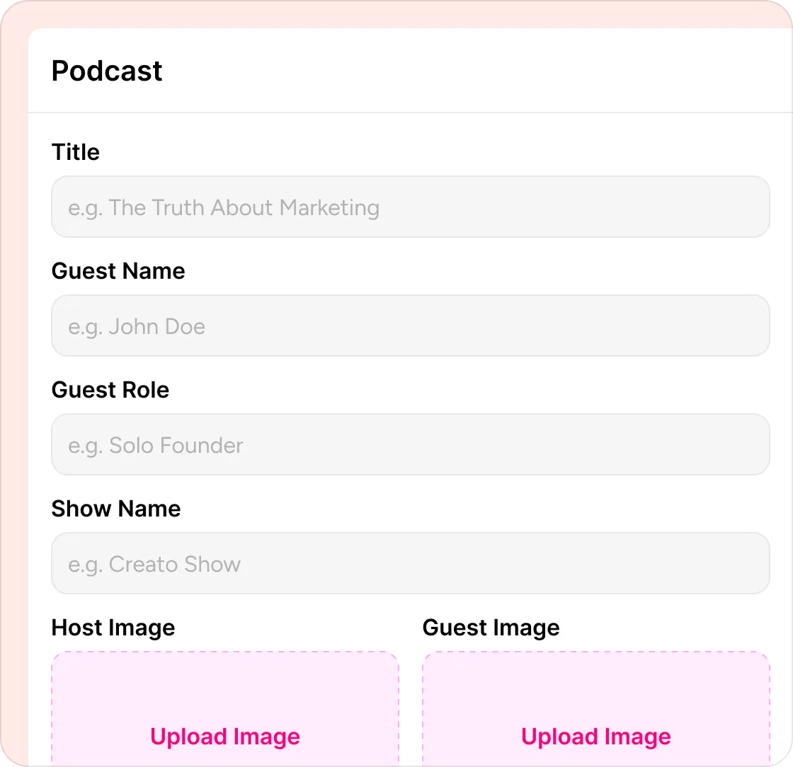 Podcast thumbnail form preview