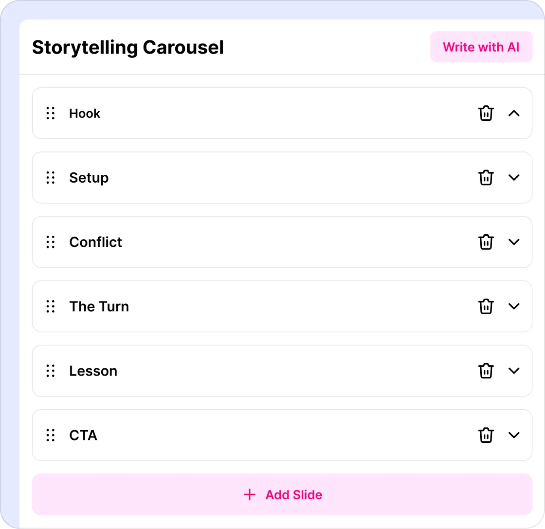 Storytelling carousel format
