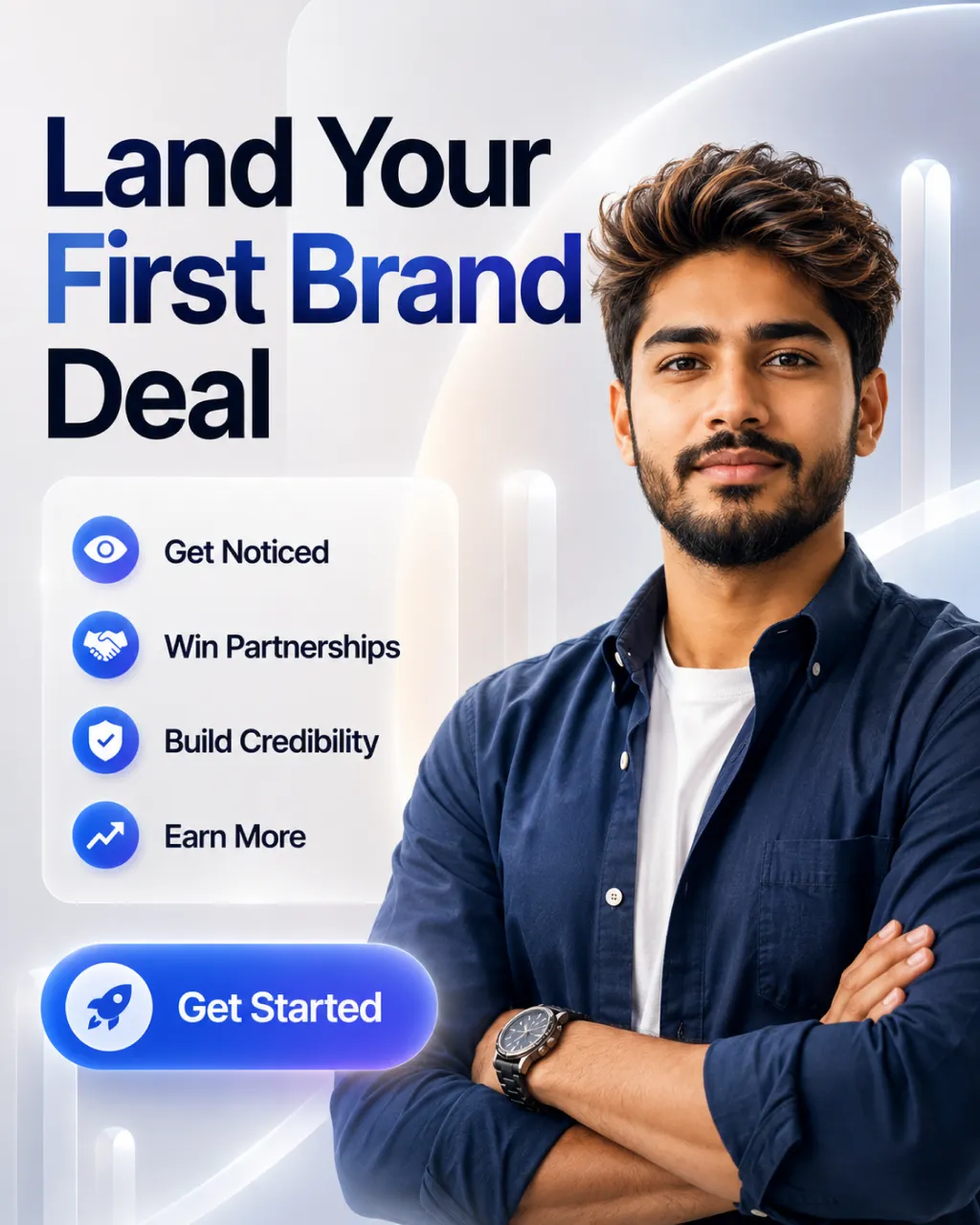 Social post: Land your first brand deal — get noticed, win partnerships, build credibility