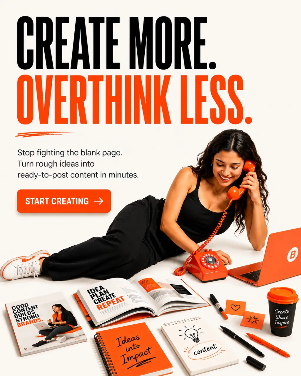 Social post: Create more, overthink less — turn rough ideas into ready-to-post content