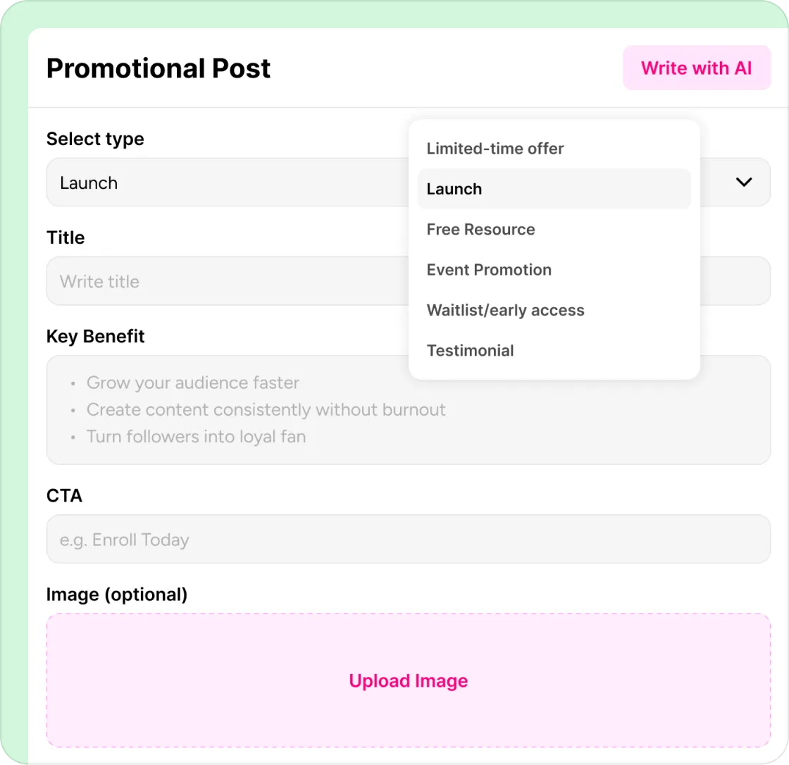 Promotional post format